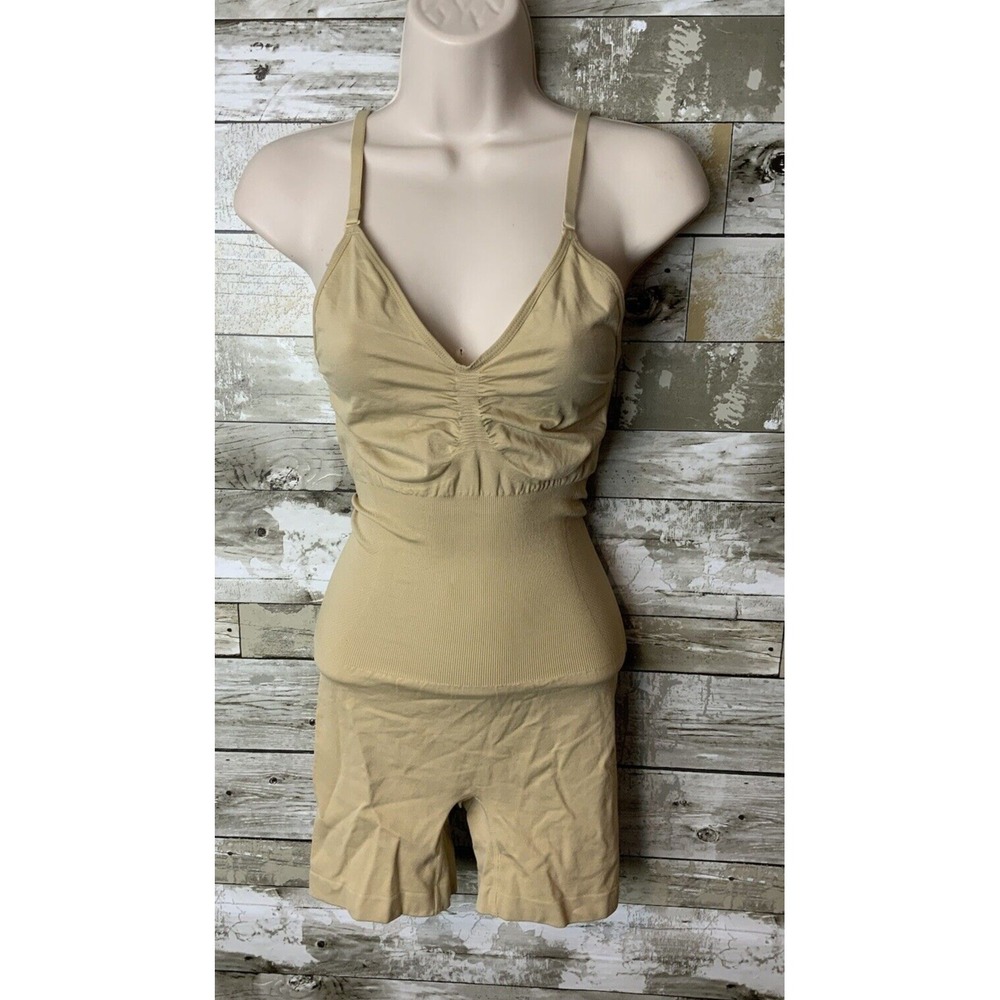 Womens Beige Full Body Spaghetti Strap Body Shaper Shapewear Size M/L